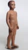 Realistic fiberglass child mannequin with molded hair featuring a round metal base and detachable arms. - Image 3 of 0