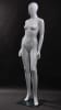 Female egghead mannequin in glossy white fiberglass with a straight standing pose and square metal base. - Image 1 of 0