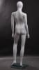 Female egghead mannequin in glossy white fiberglass with a straight standing pose and square metal base. - Image 2 of 0