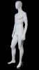 Muscular male egghead mannequin in glossy white fiberglass with abstract ears and a square metal base. - Image 2 of 0