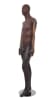 Brown leather-like mixed fabric male mannequin with distressed leatherette accents, fiberglass body, bendable brown wooden arms, and bent leg pose - Image 2 of 0