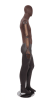 Brown leather-like mixed fabric male mannequin with distressed leatherette accents, fiberglass body, bendable brown wooden arms, and bent leg pose - Image 4 of 0
