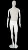 Linen mixed fabric male mannequin with matte white fiberglass body, bendable wooden arms, and bent right leg pose - Image 1 of 0