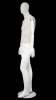 Linen mixed fabric male mannequin with matte white fiberglass body, bendable wooden arms, and bent right leg pose - Image 2 of 0