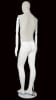 Linen mixed fabric male mannequin with matte white fiberglass body, bendable wooden arms, and bent right leg pose - Image 3 of 0