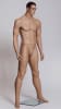 Realistic athletic male mannequin with molded hair made of fleshtone fiberglass on a clear glass base for retail window displays. - Image 2 of 0