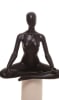 Female yoga mannequin in OM meditation pose made of matte black fiberglass with an abstract egghead. - Image 1 of 0