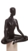 Female yoga mannequin in OM meditation pose made of matte black fiberglass with an abstract egghead. - Image 2 of 0