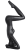 Female yoga mannequin in a headstand pose made of matte black fiberglass with an abstract egghead. - Image 1 of 0