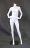 Glossy white headless female mannequin in a standing pose with bent elbows on a chrome base with ankle and foot support rods. - Image 1 of 0