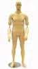 Flexible arms male mannequin in a flesh tone finish with a tempered glass base and dual support rods for retail or museum display. - Image 1 of 0