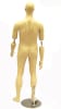 Flexible arms male mannequin in a flesh tone finish with a tempered glass base and dual support rods for retail or museum display. - Image 2 of 0