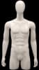 Gloss white male 3/4 torso mannequin with an egghead design and a sturdy metal base for retail menswear display. - Image 1 of 0