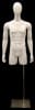 Gloss white male 3/4 torso mannequin with an egghead design and a sturdy metal base for retail menswear display. - Image 2 of 0