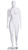 Walking plus size female mannequin in matte white fiberglass with egghead design on a metal base. - Image 1 of 0