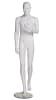 Abstract male mannequin in a matte white fiberglass finish holding a cell phone prop on a stable glass base. - Image 1 of 0