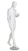 Abstract male mannequin in a matte white fiberglass finish holding a cell phone prop on a stable glass base. - Image 2 of 0