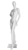 Stylish female fiberglass mannequin in a hands-on-hips pose with a matte white finish and metal base. - Image 1 of 0