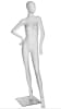 Stylish female fiberglass mannequin in a hands-on-hips pose with a matte white finish and metal base. - Image 2 of 0
