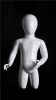 Glossy white toddler mannequin with abstract egghead in a kneeling pose for retail display. - Image 1 of 0