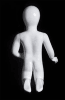 Glossy white toddler mannequin with abstract egghead in a kneeling pose for retail display. - Image 3 of 0