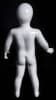 Glossy white toddler mannequin with abstract egghead and glass base in a standing pose for retail clothing display. - Image 2 of 0
