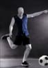 Male athletic soccer player mannequin scoring goal for sports apparel and retail display - Image 1 of 0