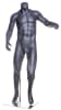 Headless matte gray soccer mannequin in a dynamic kicking pose on a square metal base with foot and calf supports for athletic apparel display. - Image 1 of 0