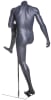 Headless matte gray soccer mannequin in high kick pose for sports apparel and athletic retail display - Image 2 of 0