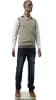 Male African American fiberglass mannequin with chocolate skin tone and chiseled features standing on a chrome base. - Image 1 of 0