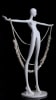 Miniature gloss white fiberglass mannequin head for jewelry display featuring an integrated base for showcasing earrings and necklaces. - Image 1 of 0