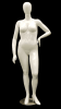Plus size Nancy female mannequin with abstract egg head in a white finish, standing on a round glass base. - Image 1 of 0