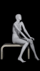 Nicole sitting abstract female mannequin in glossy white fiberglass for retail fashion displays. - Image 1 of 0