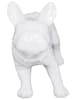 Realistic glossy white plastic French bulldog mannequin with a turnable head, designed for retail pet clothing displays and modern interior decor. - Image 2 of 0