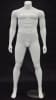 Plus size glossy white headless male mannequin with arms at sides for retail clothing display and fashion merchandising - Image 1 of 0