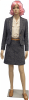 Unbreakable plastic female mannequin in a standing pose with a chrome base and realistic facial features for retail apparel display. - Image 1 of 0