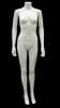 Glossy white female dual-function mannequin with magnetic egghead and headless options, featuring a glass base and metal calf support. - Image 1 of 0