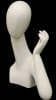 Matte white abstract fiberglass head display with long neck and one arm for retail accessory showcase. - Image 1 of 0