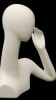 Matte white abstract fiberglass head display with long neck and one arm for retail accessory showcase. - Image 2 of 0
