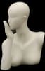 Matte white abstract fiberglass head display in a blowing kiss pose for retail jewelry and accessory showcases. - Image 1 of 0