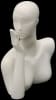 Matte white abstract fiberglass head display in a blowing kiss pose for retail jewelry and accessory showcases. - Image 2 of 0