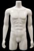 White male 3/4 torso fiberglass mannequin with a metal base for retail clothing display. - Image 2 of 0