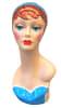 Vintage style hand-painted fiberglass female display head with colorful makeup and an integrated base for retail accessory merchandising. - Image 2 of 0