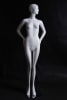 Tall standing female abstract mannequin in a glossy white fiberglass finish with a silver metal base. - Image 2 of 0