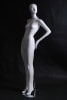 Tall standing female abstract mannequin in a glossy white fiberglass finish with a silver metal base. - Image 3 of 0