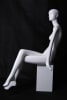 Glossy white abstract female seated mannequin for modern fashion retail display - Image 2 of 0