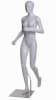 Female hiking mannequin in glossy white holding walking stick for outdoor apparel and retail display - Image 2 of 0