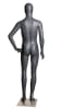 Male egghead mannequin in matte gray fiberglass with left hand on hip pose on a metal base. - Image 2 of 0