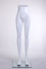 Modern white fiberglass female display legs with a minimalist design, featuring a calf and foot mount on a stable base for retail apparel showcasing. - Image 1 of 0