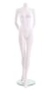 Matte white female mannequins 3 poses egghead and headless retail display set with glass base - Image 10 of 0